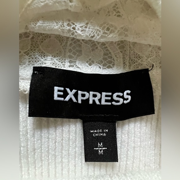 Express Lace Yock Ivory Midi Sweater Dress Sz M - Picture 10 of 10